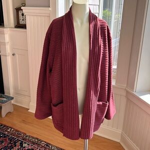 Habitat cranberry colored soft pleated fleece cardigan, size XXL, NWT